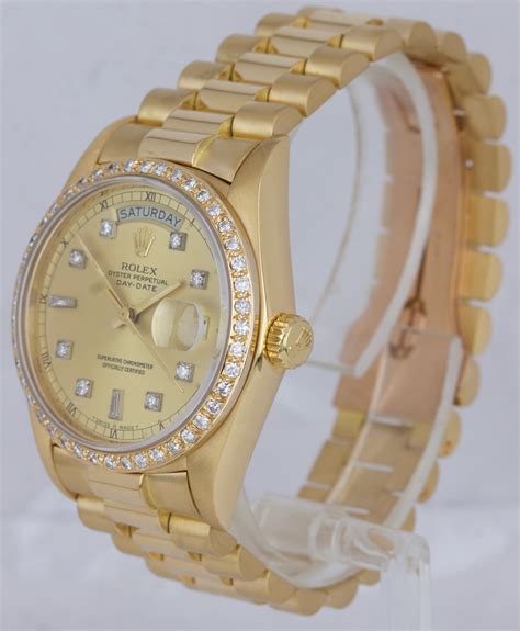 rolex presidential diamond bezel replica|rolex presidential 18k solid gold.